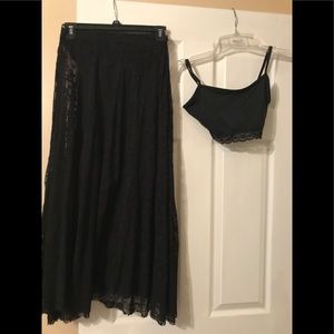 2pc lace lyrical contemporary dance costume black